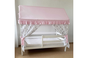 Крыша и шторы для кроватки домика ТД-39